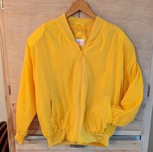 Ladies Bright Sunshine Yellow Bomber Style Nylon Jacket